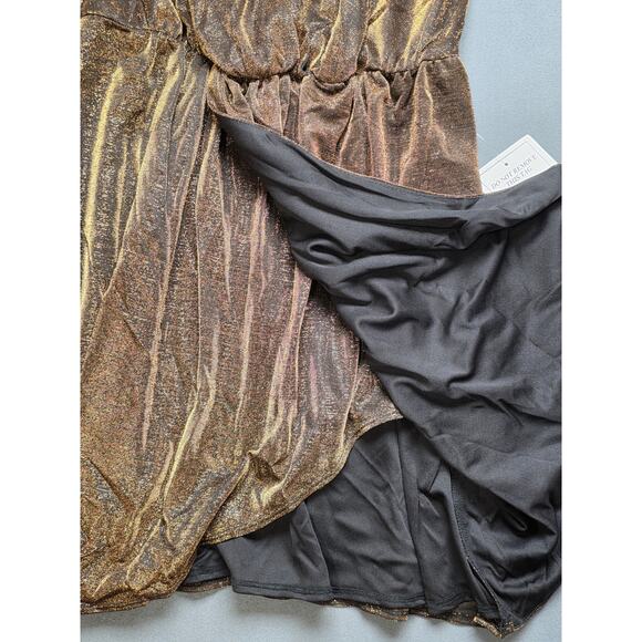 Jessica London Womens Size 16 Cocktail Dress Metallic Gold Knee Length Stretch - Picture 6 of 9
